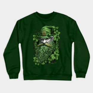 Irish Gnome Shamrock Clover Leaf Green Plaid St Patricks Day Crewneck Sweatshirt